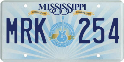 MS license plate MRK254