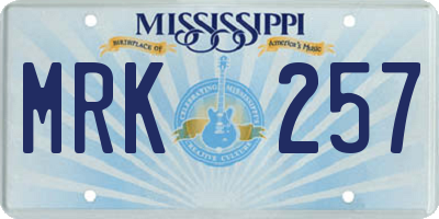 MS license plate MRK257