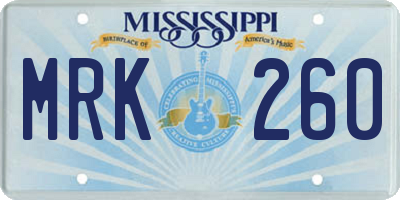 MS license plate MRK260