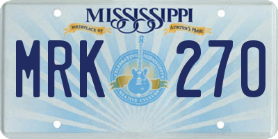 MS license plate MRK270