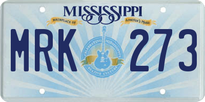 MS license plate MRK273