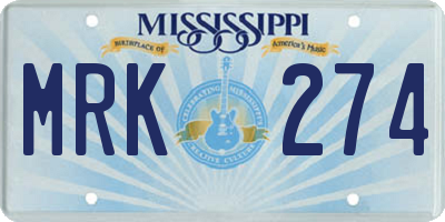 MS license plate MRK274
