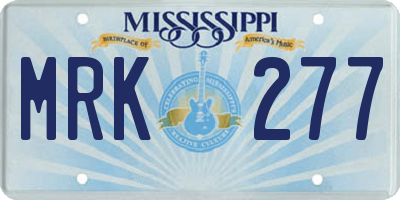 MS license plate MRK277