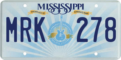 MS license plate MRK278
