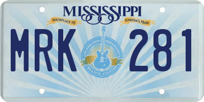 MS license plate MRK281
