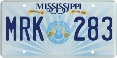 MS license plate MRK283