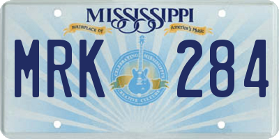 MS license plate MRK284