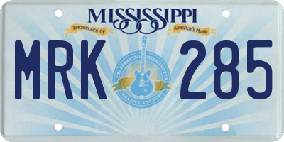 MS license plate MRK285