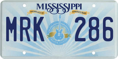 MS license plate MRK286