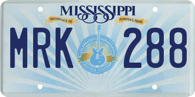 MS license plate MRK288