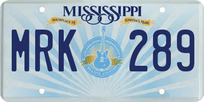 MS license plate MRK289