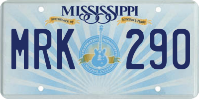 MS license plate MRK290