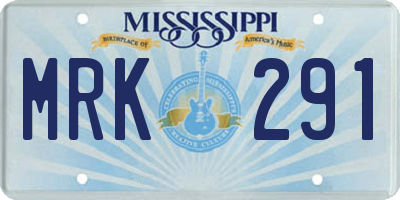MS license plate MRK291