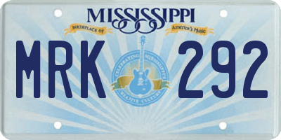 MS license plate MRK292