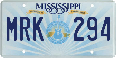 MS license plate MRK294