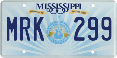 MS license plate MRK299