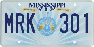 MS license plate MRK301