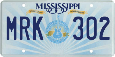 MS license plate MRK302