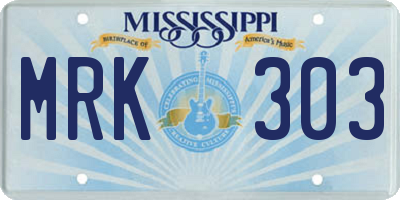 MS license plate MRK303