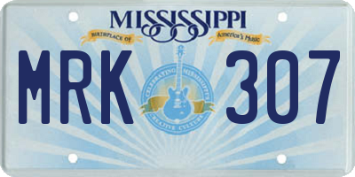 MS license plate MRK307