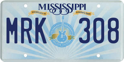 MS license plate MRK308