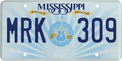 MS license plate MRK309