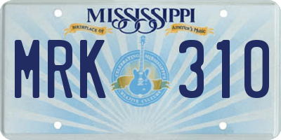 MS license plate MRK310