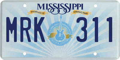 MS license plate MRK311
