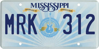 MS license plate MRK312