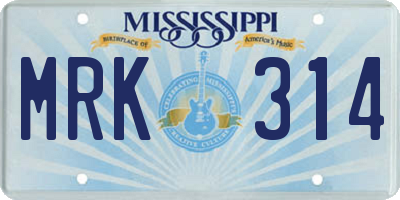 MS license plate MRK314