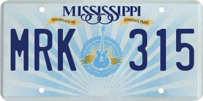 MS license plate MRK315