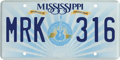 MS license plate MRK316