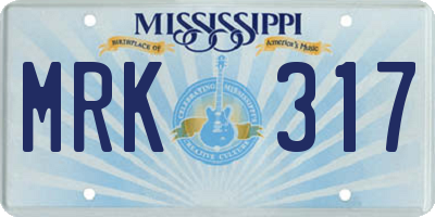 MS license plate MRK317