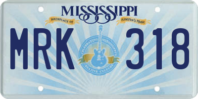 MS license plate MRK318