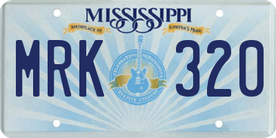 MS license plate MRK320