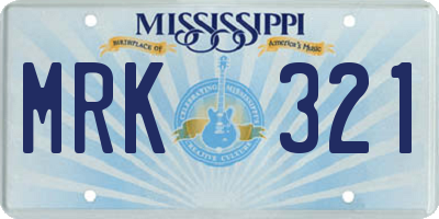 MS license plate MRK321