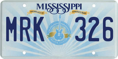 MS license plate MRK326