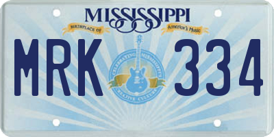 MS license plate MRK334