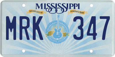 MS license plate MRK347