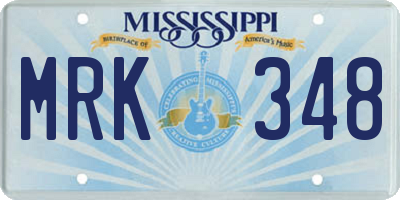 MS license plate MRK348