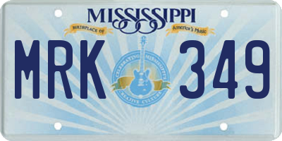MS license plate MRK349
