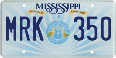 MS license plate MRK350