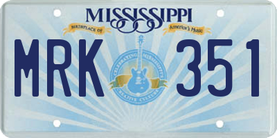 MS license plate MRK351
