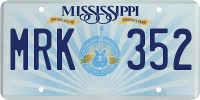 MS license plate MRK352