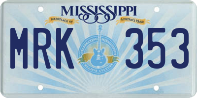 MS license plate MRK353