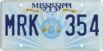MS license plate MRK354