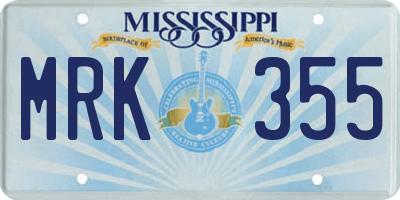 MS license plate MRK355