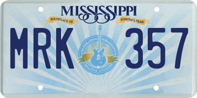 MS license plate MRK357