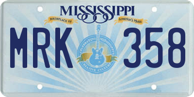 MS license plate MRK358