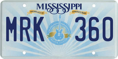 MS license plate MRK360